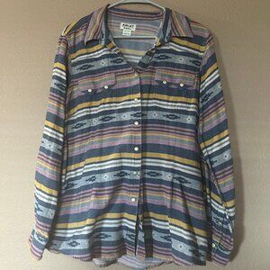 Multicolored Snap Ariat Womens Long Sleeve - Large